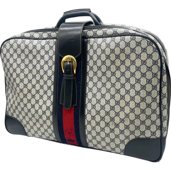 304299BG (EH) Gucci Carry Case Sherry Line Navy Blue PVC - Picture 3 of 13